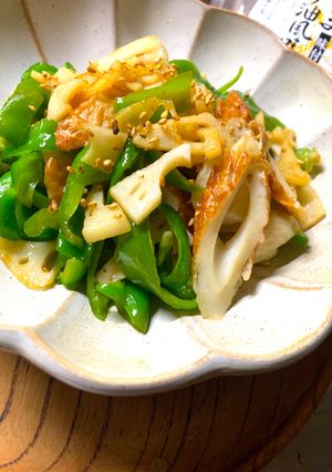 簡単副菜！ピーマンとちくわの醤油炒め-レシピのメイン写真