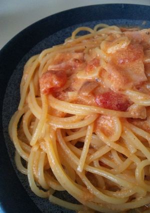 トマトクリームのカルボナーラ風パスタ-レシピのメイン写真