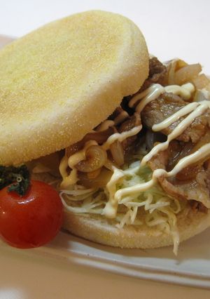 マフィン＊　お手軽☆焼肉サンド-レシピのメイン写真