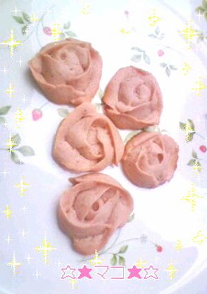 ＊ﾋﾟﾝｸの薔薇絞りｸｯｷｰ＊ﾃﾞｺにも-レシピのメイン写真