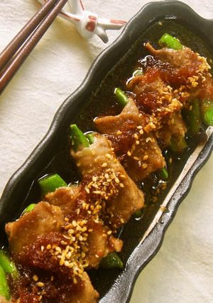 スナップえんどうの豚肉巻き☆新玉ソース☆-レシピのメイン写真