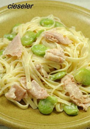 空豆と生ハムのパスタサワークリームソース-レシピのメイン写真