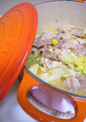 春キャベツと豚の味噌コーンバター北海蒸煮-レシピのメイン写真