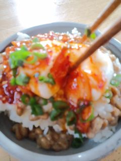 朝ご飯♪納豆と半熟たまごのとろとろ丼♪-レシピのメイン写真