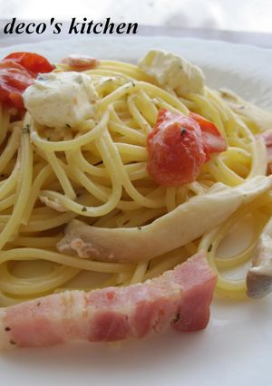 プチトマトとエリンギのクリチーパスタ♪-レシピのメイン写真
