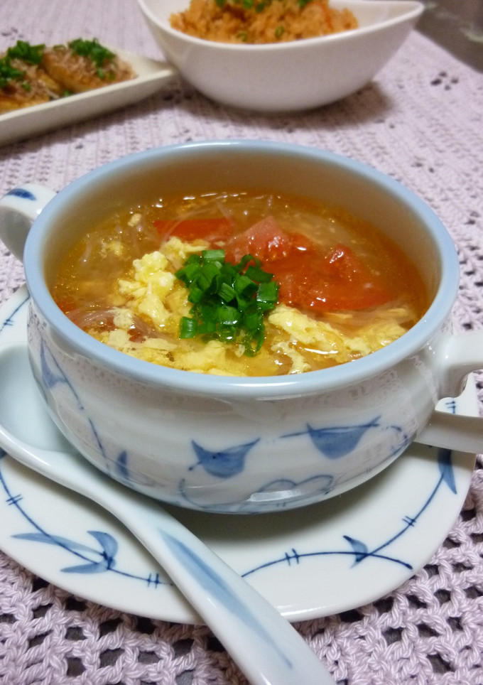 ❤トマトと春雨のかきたま中華スープ❤-レシピのメイン写真