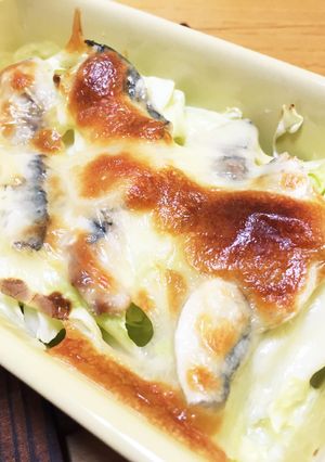 春キャベツとオイルサーディンのチーズ焼き-レシピのメイン写真