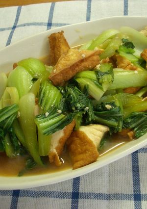 シンプル！青梗菜と厚揚げのオイスター炒め-レシピのメイン写真