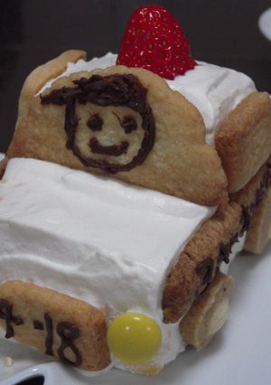 子ども喜ぶ・パトカーケーキ（立体）-レシピのメイン写真