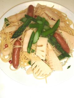 茹でるだけ!竹の子とアスパラのパスタ-レシピのメイン写真