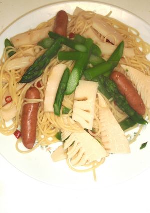 茹でるだけ！竹の子とアスパラのパスタ-レシピのメイン写真