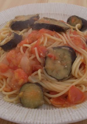 簡単！トマトとなすのにんにく風パスタ-レシピのメイン写真