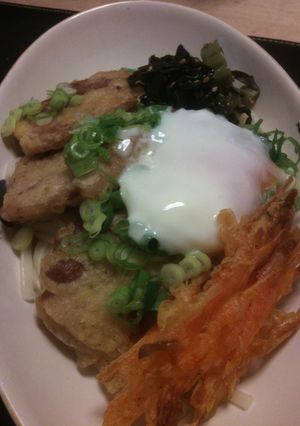 ぶっかけうどん　豚天と高菜のせ-レシピのメイン写真