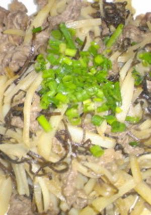 牛肉とじゃがいもの塩昆布いため-レシピのメイン写真