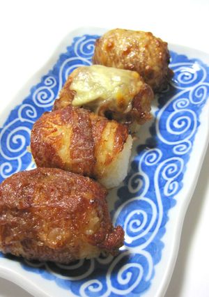ステーキしょうゆで肉巻きおにぎり～♪-レシピのメイン写真