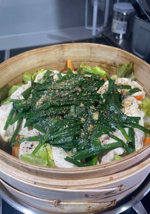 鶏胸肉と春キャベツのレモンオイスター蒸し-レシピのメイン写真