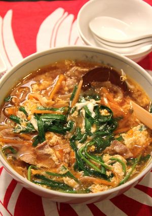 すぐにできる！豚肉でカルビクッパ風スープ-レシピのメイン写真