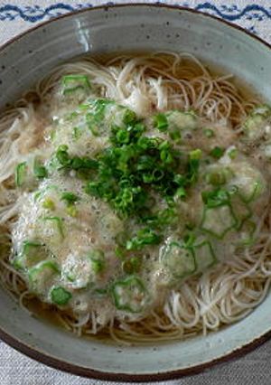 梅オクラとろろのぶっかけそうめん-レシピのメイン写真