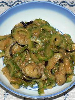 ナスとゴーヤのピリ辛味噌炒め-レシピのメイン写真