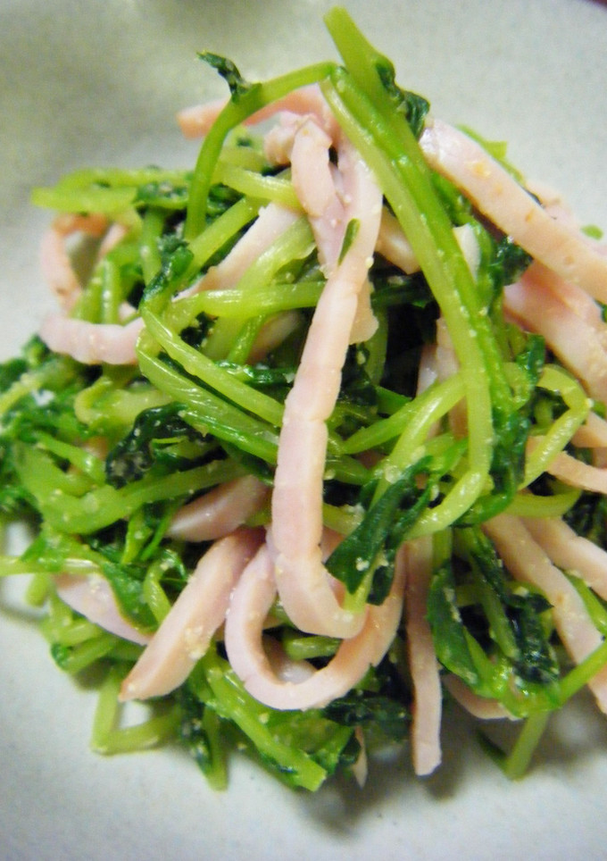 簡単！豆苗とハムの胡麻和え-レシピのメイン写真