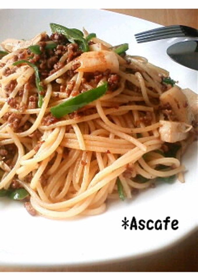 筍と挽き肉の和風パスタ♪-レシピのメイン写真