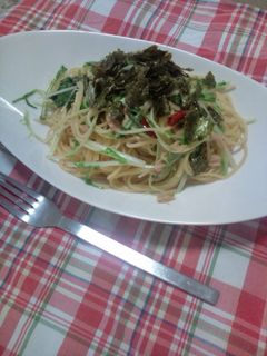 お手軽ランチ系☆ツナと水菜の和風パスタ☆-レシピのメイン写真