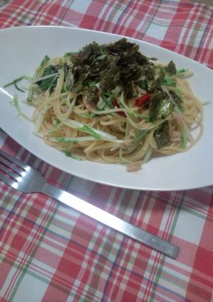 お手軽ランチ系☆ツナと水菜の和風パスタ☆-レシピのメイン写真