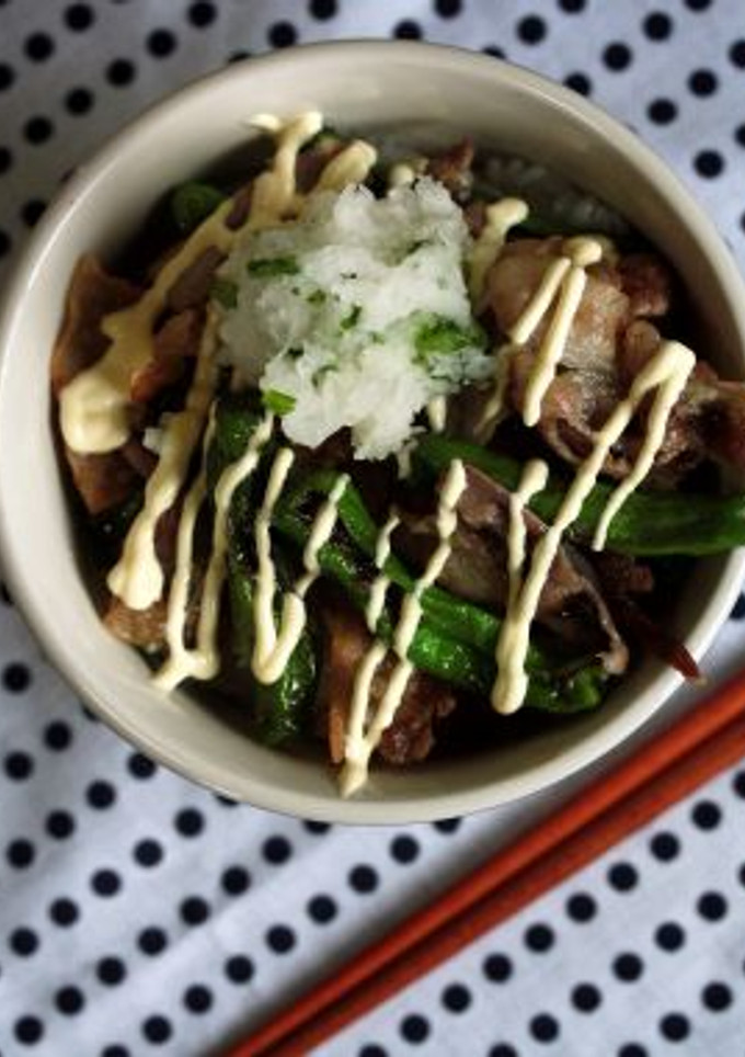 カリカリ豚としし唐のおろしマヨ丼♪-レシピのメイン写真