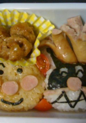 アンパンマンとバイキンマン仲良しキャラ弁-レシピのメイン写真
