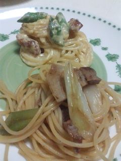 簡単・絶品!豚バラとねぎのゆず胡椒パスタ-レシピのメイン写真