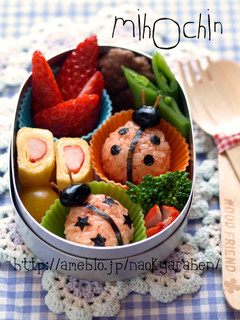 キャラ弁☆簡単てんとう虫おにぎり-レシピのメイン写真