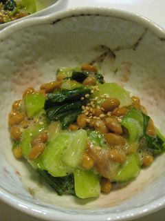 チンゲン菜の納豆和え-梅干し入り--レシピのメイン写真