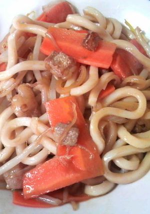 やみつき〜バター醤油でホルモン焼きうどん-レシピのメイン写真
