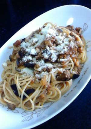 ハンバーグで作る！ミートソースパスタ-レシピのメイン写真
