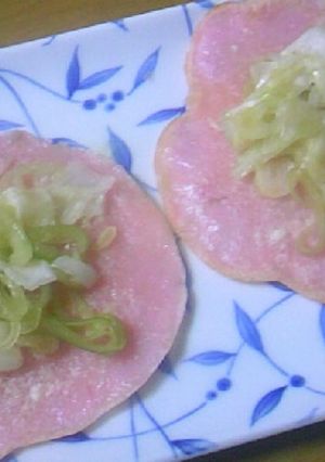 ホットプレートＤＥ桜色の旨ネギ粉焼き！-レシピのメイン写真