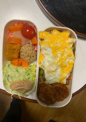 全てレンジオイデミソース味オムライス弁当-レシピのメイン写真