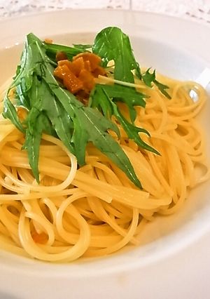 *からすみと水菜のペペロンチーノ*-レシピのメイン写真