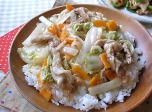お手軽に！白菜＆人参＆豚コマの中華丼-レシピのメイン写真