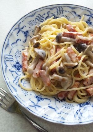 ベーコンときのこのクリームパスタ-レシピのメイン写真