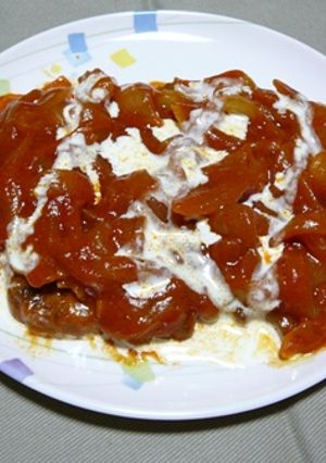 電子レンジで☆豚肉のケチャップ煮-レシピのメイン写真