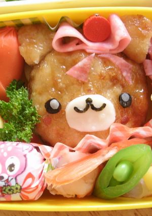 リボンくまちゃんメイン弁当♪　※キャラ弁-レシピのメイン写真