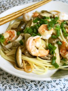 柚子胡椒で♪エビとキノコの和風パスタ-レシピのメイン写真