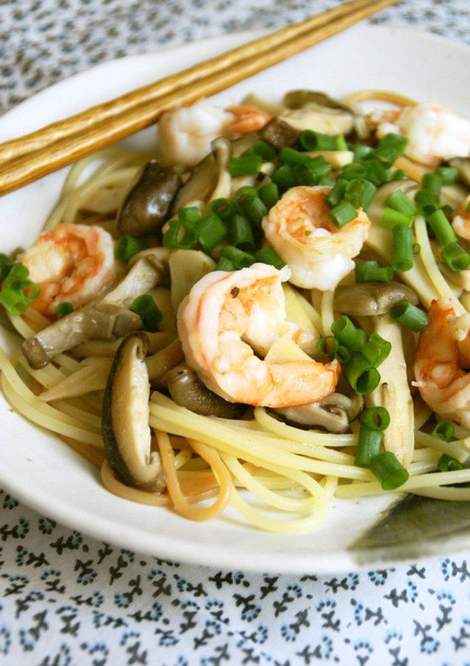 柚子胡椒で♪エビとキノコの和風パスタ-レシピのメイン写真