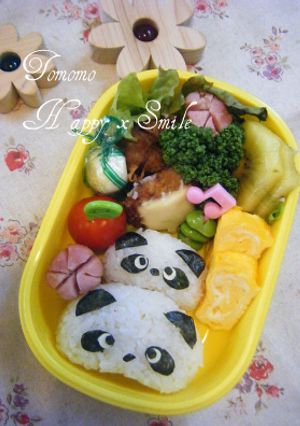キャラ弁　親子パンダ弁当-レシピのメイン写真
