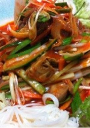 韓国料理　ツブ貝の和え物（ソーメン添え）-レシピのメイン写真