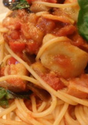 新じゃが入りトマトソースパスタの作り方-レシピのメイン写真