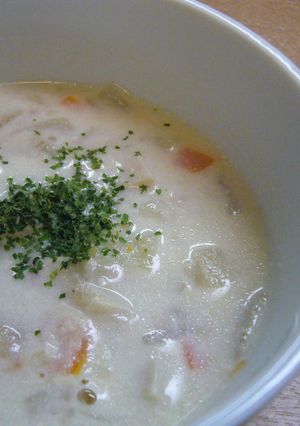 鶏ひき肉とた～くさん野菜のミルクスープ♥-レシピのメイン写真