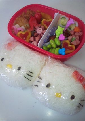 キャラ弁簡単キティちゃん＆ミミィおにぎり-レシピのメイン写真