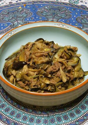 生姜香る長ナスと牛バラ舞茸甘味噌炒め-レシピのメイン写真