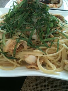 ホタテと水菜の和風パスタ-レシピのメイン写真